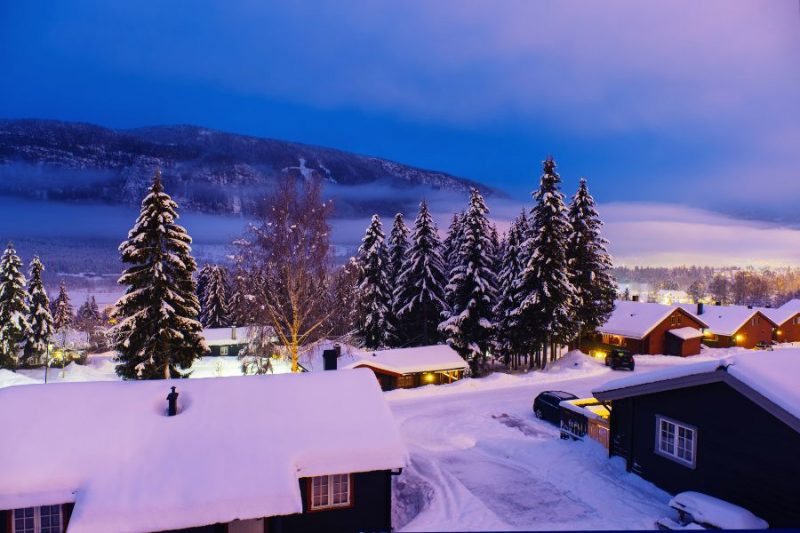 Een avond in Hafjell in de winter
