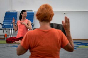 Yoga class on MS Midnatsol